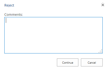 Reject Comments dialog box